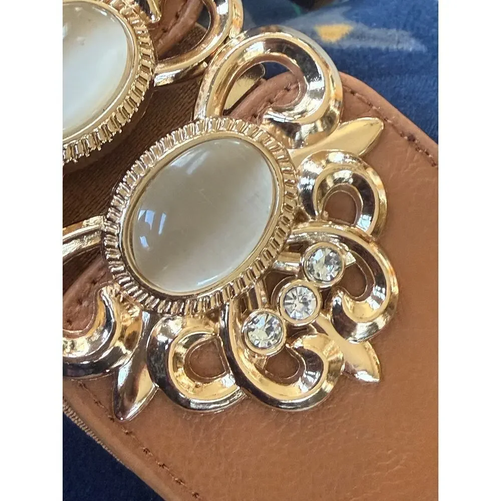 Vintage Elastic bling broach buckle dress belt OS M